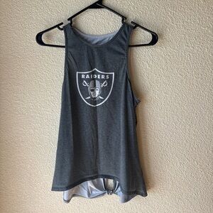 Raiders Gray Sleeveless Tank Top with Shield Logo Womens Small cut out back